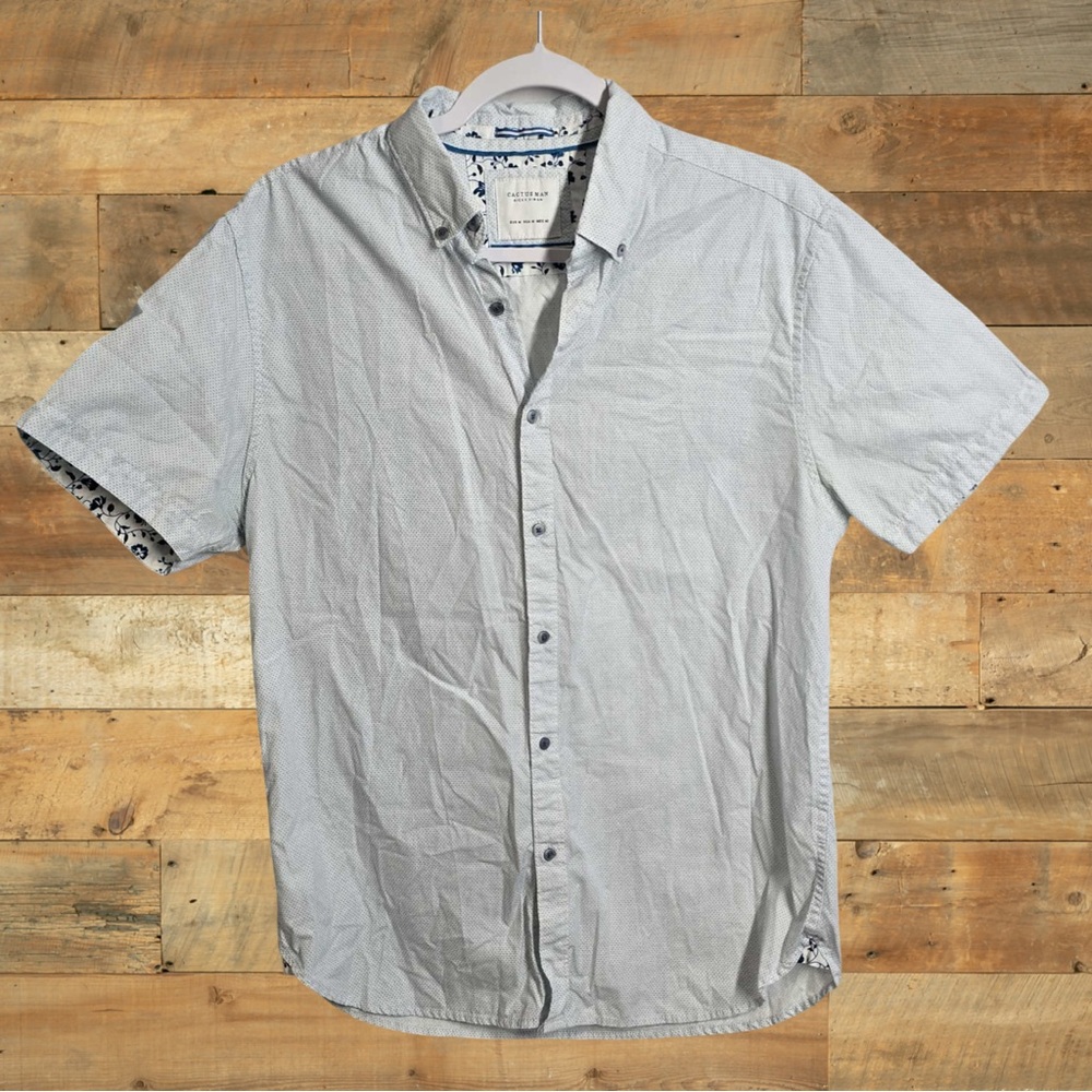 Cactus Man by Ricky Singh Blue Micro Print Short Slv Button Down Shirt‎ Men’s M